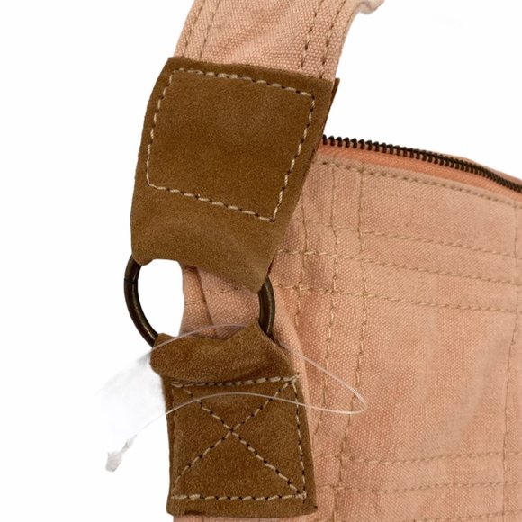 NWOT FREE PEOPLE PALE PINK ANKARA STITCH QUILTED TOTE BAG W/LEATHER ACCENTS - Picture 6 of 9